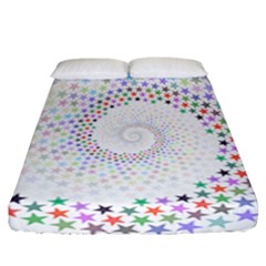 Prismatic Stars Whirlpool Circlr Rainbow Fitted Sheet (california King Size) by Mariart