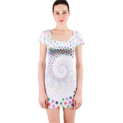 Prismatic Stars Whirlpool Circlr Rainbow Short Sleeve Bodycon Dress