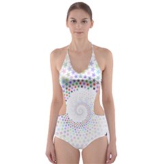 Prismatic Stars Whirlpool Circlr Rainbow Cut-out One Piece Swimsuit by Mariart