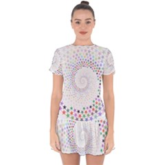 Prismatic Stars Whirlpool Circlr Rainbow Drop Hem Mini Chiffon Dress