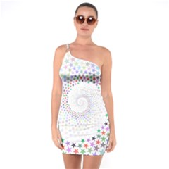 Prismatic Stars Whirlpool Circlr Rainbow One Soulder Bodycon Dress