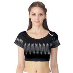 Style Line Amount Wave Chevron Short Sleeve Crop Top (tight Fit) by Mariart