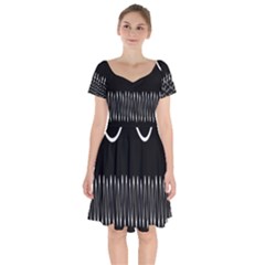 Style Line Amount Wave Chevron Short Sleeve Bardot Dress by Mariart