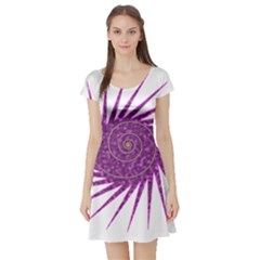 Spiral Purple Star Polka Short Sleeve Skater Dress by Mariart