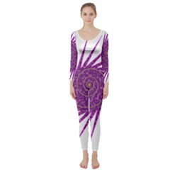 Spiral Purple Star Polka Long Sleeve Catsuit by Mariart