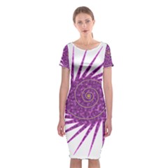 Spiral Purple Star Polka Classic Short Sleeve Midi Dress