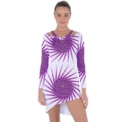 Spiral Purple Star Polka Asymmetric Cut-out Shift Dress by Mariart