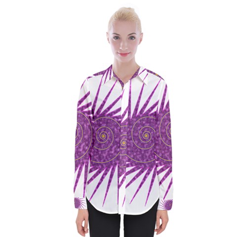 Spiral Purple Star Polka Womens Long Sleeve Shirt by Mariart