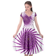 Spiral Purple Star Polka Cap Sleeve Wrap Front Dress