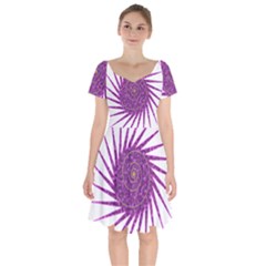 Spiral Purple Star Polka Short Sleeve Bardot Dress