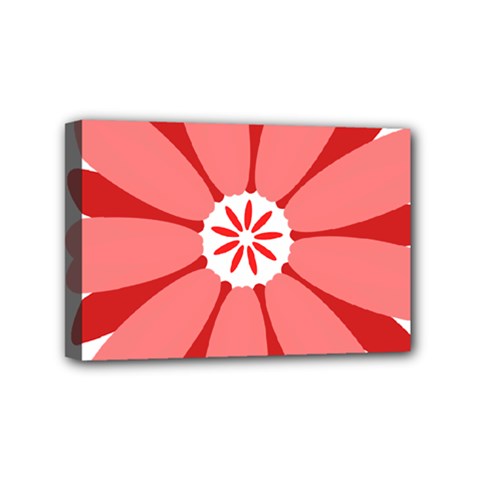 Sunflower Flower Floral Red Mini Canvas 6  X 4  by Mariart