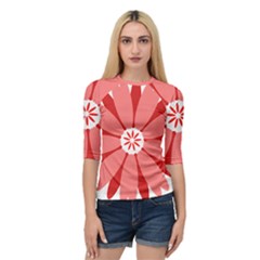 Sunflower Flower Floral Red Quarter Sleeve Raglan Tee