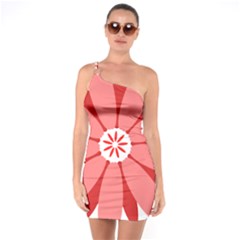 Sunflower Flower Floral Red One Soulder Bodycon Dress