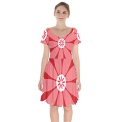 Sunflower Flower Floral Red Short Sleeve Bardot Dress