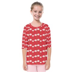 Sunflower Red Star Beauty Flower Floral Kids  Quarter Sleeve Raglan Tee