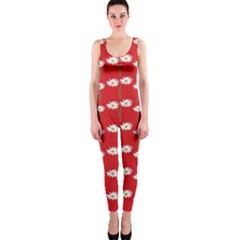 Sunflower Red Star Beauty Flower Floral Onepiece Catsuit by Mariart