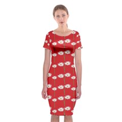 Sunflower Red Star Beauty Flower Floral Classic Short Sleeve Midi Dress by Mariart