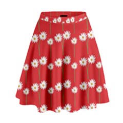 Sunflower Red Star Beauty Flower Floral High Waist Skirt by Mariart