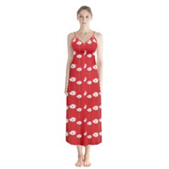 Sunflower Red Star Beauty Flower Floral Button Up Chiffon Maxi Dress