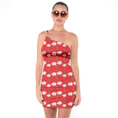 Sunflower Red Star Beauty Flower Floral One Soulder Bodycon Dress