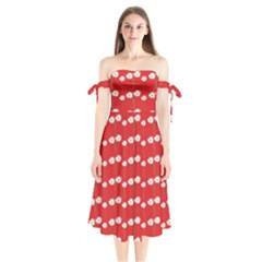 Sunflower Red Star Beauty Flower Floral Shoulder Tie Bardot Midi Dress