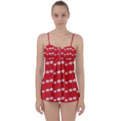 Sunflower Red Star Beauty Flower Floral Babydoll Tankini Set by Mariart