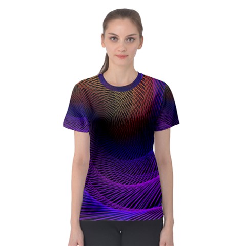 Striped Abstract Wave Background Structural Colorful Texture Line Light Wave Waves Chevron Women s Sport Mesh Tee by Mariart