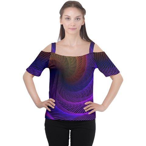 Striped Abstract Wave Background Structural Colorful Texture Line Light Wave Waves Chevron Cutout Shoulder Tee by Mariart