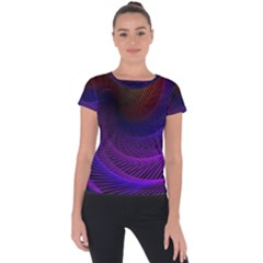 Striped Abstract Wave Background Structural Colorful Texture Line Light Wave Waves Chevron Short Sleeve Sports Top 