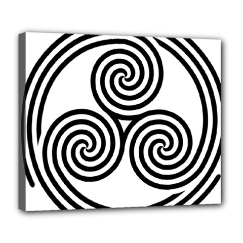 Triple Spiral Triskelion Black Deluxe Canvas 24  X 20   by Mariart