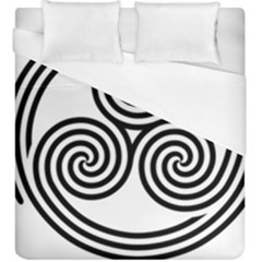 Triple Spiral Triskelion Black Duvet Cover (king Size) by Mariart