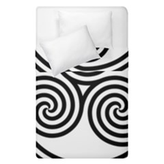 Triple Spiral Triskelion Black Duvet Cover Double Side (single Size) by Mariart