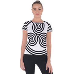 Triple Spiral Triskelion Black Short Sleeve Sports Top 