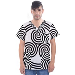 Triple Spiral Triskelion Black Men s V-neck Scrub Top