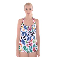 The Wreath Matisse Beauty Rainbow Color Sea Beach Boyleg Halter Swimsuit  by Mariart