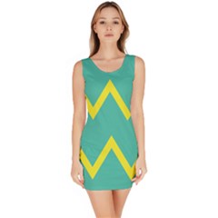 Waves Chevron Wave Green Yellow Sign Bodycon Dress by Mariart