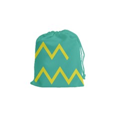 Waves Chevron Wave Green Yellow Sign Drawstring Pouches (small)  by Mariart