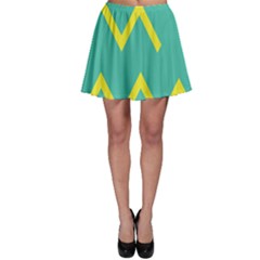 Waves Chevron Wave Green Yellow Sign Skater Skirt by Mariart