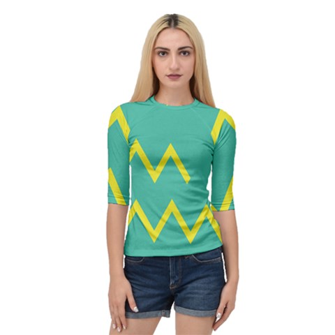 Waves Chevron Wave Green Yellow Sign Quarter Sleeve Raglan Tee by Mariart