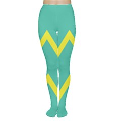 Waves Chevron Wave Green Yellow Sign Women s Tights by Mariart