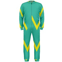 Waves Chevron Wave Green Yellow Sign Onepiece Jumpsuit (men)  by Mariart