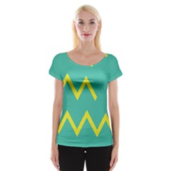 Waves Chevron Wave Green Yellow Sign Cap Sleeve Tops by Mariart