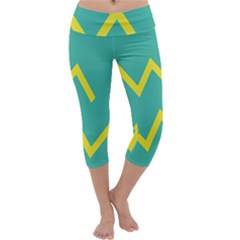 Waves Chevron Wave Green Yellow Sign Capri Yoga Leggings