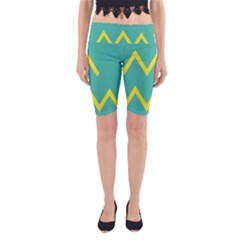 Waves Chevron Wave Green Yellow Sign Yoga Cropped Leggings by Mariart