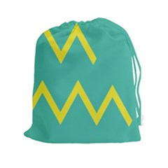 Waves Chevron Wave Green Yellow Sign Drawstring Pouches (xxl) by Mariart