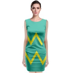 Waves Chevron Wave Green Yellow Sign Classic Sleeveless Midi Dress