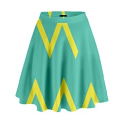 Waves Chevron Wave Green Yellow Sign High Waist Skirt by Mariart