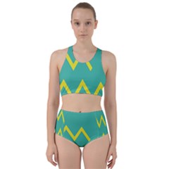 Waves Chevron Wave Green Yellow Sign Racer Back Bikini Set by Mariart