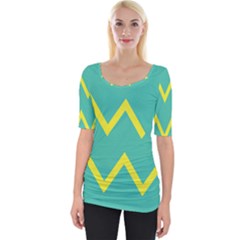 Waves Chevron Wave Green Yellow Sign Wide Neckline Tee