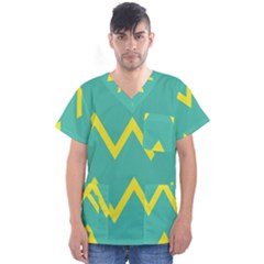 Waves Chevron Wave Green Yellow Sign Men s V-neck Scrub Top